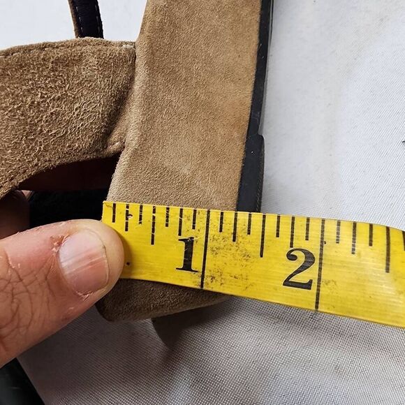 Vaneli Women's 8.5 Wide Perforated Brown Suade Sandals Peep Toe Ankle-Strap - Picture 9 of 9